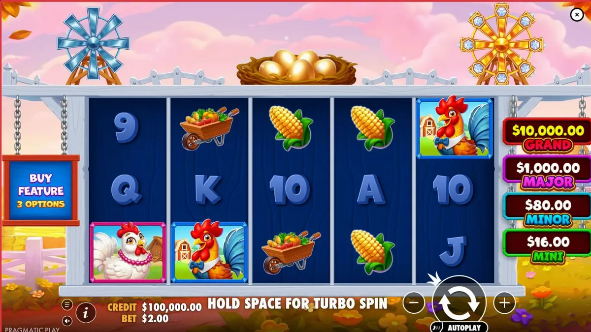 Interface do jogo Better Barn House Bonanza com elementos de fazenda e rodas de bônus